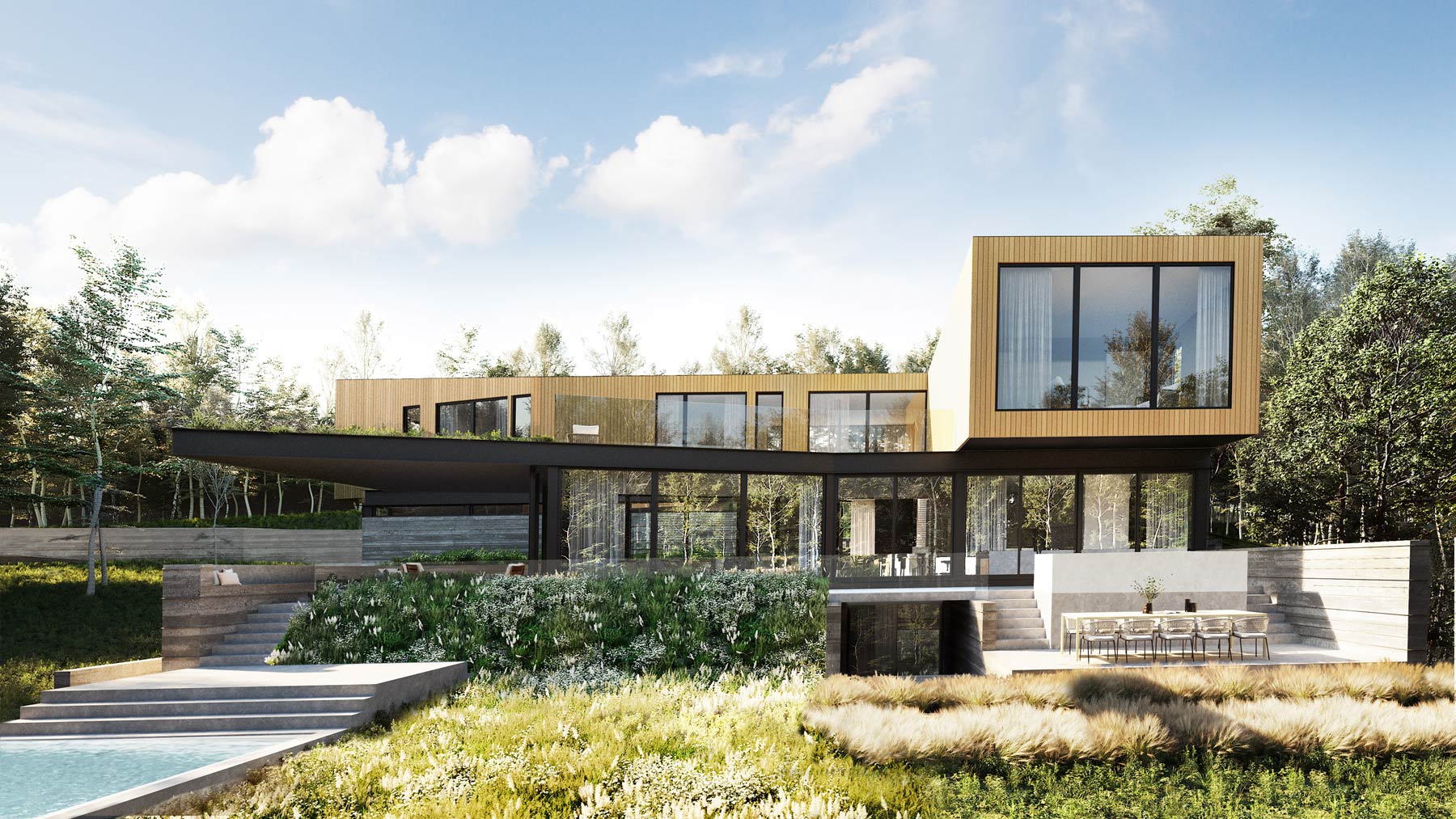 hillside modern hudson valley home design architecture