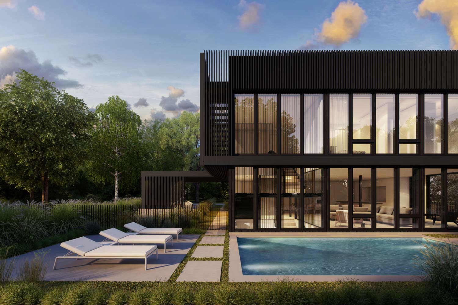 Sag Harbor Modern Architecture Rendering with Private Roof & Plunge Pool