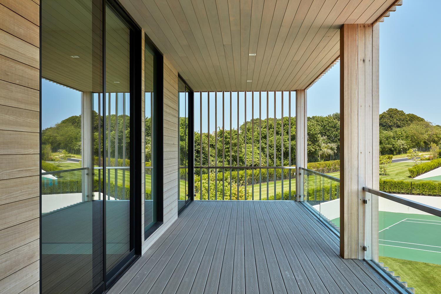 large private balcony on modern hamptons home architecture