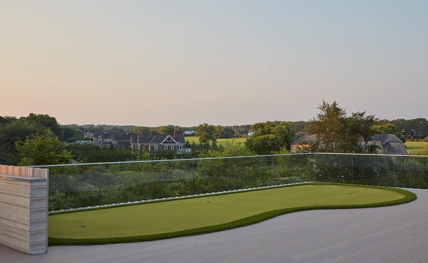 putting green on private home roof deck on luxury hamptons home