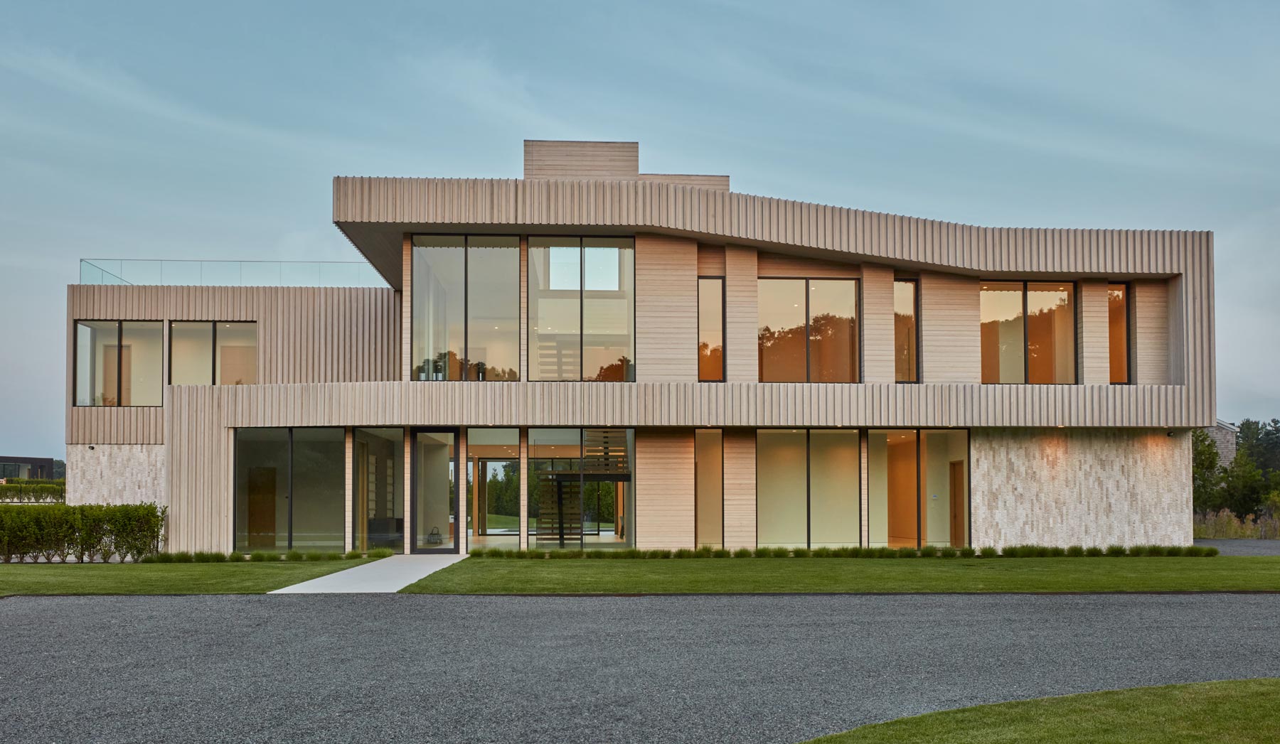 tranquil modern light wood home architecture in the hamptons