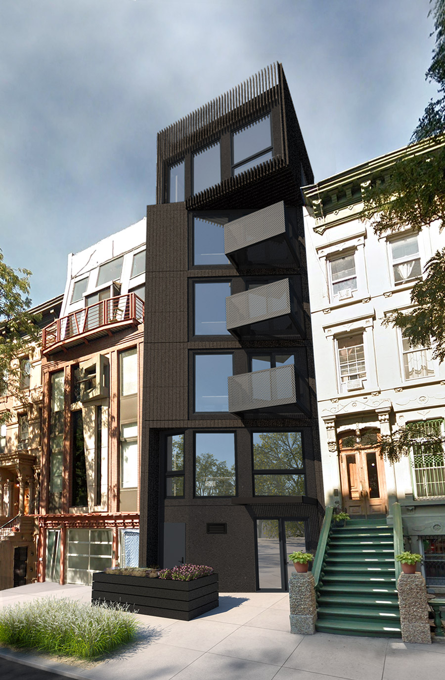 NYC Modern Architect Rendering for Modular Condo Development in Harlem