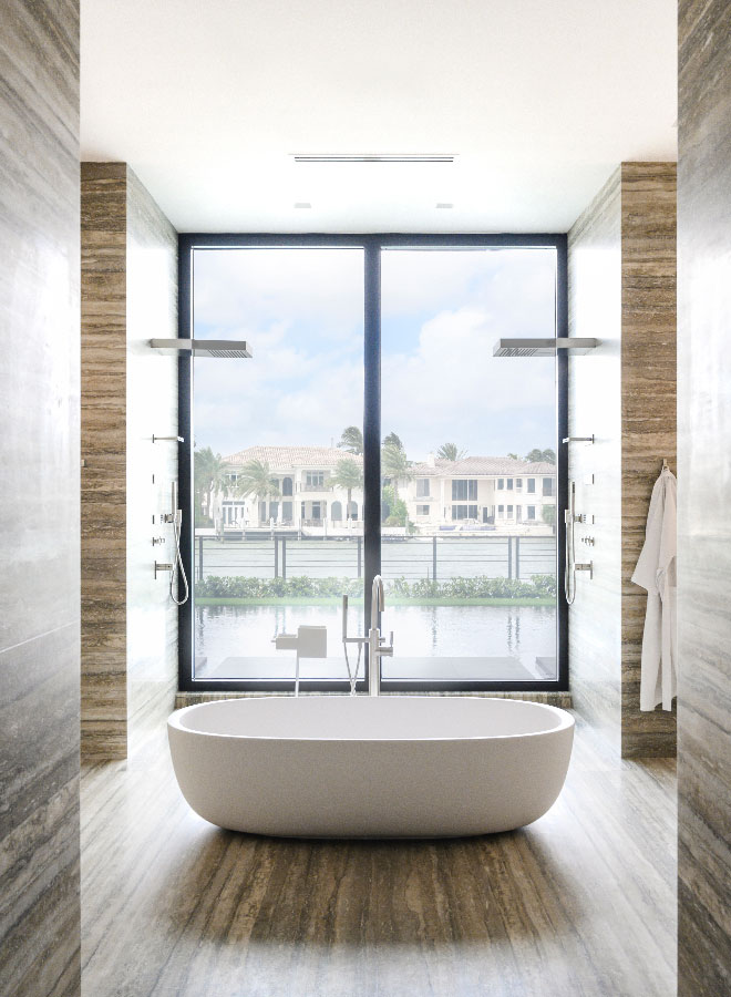 Fogging Smart Glass in Modern Home Luxury Bathroom