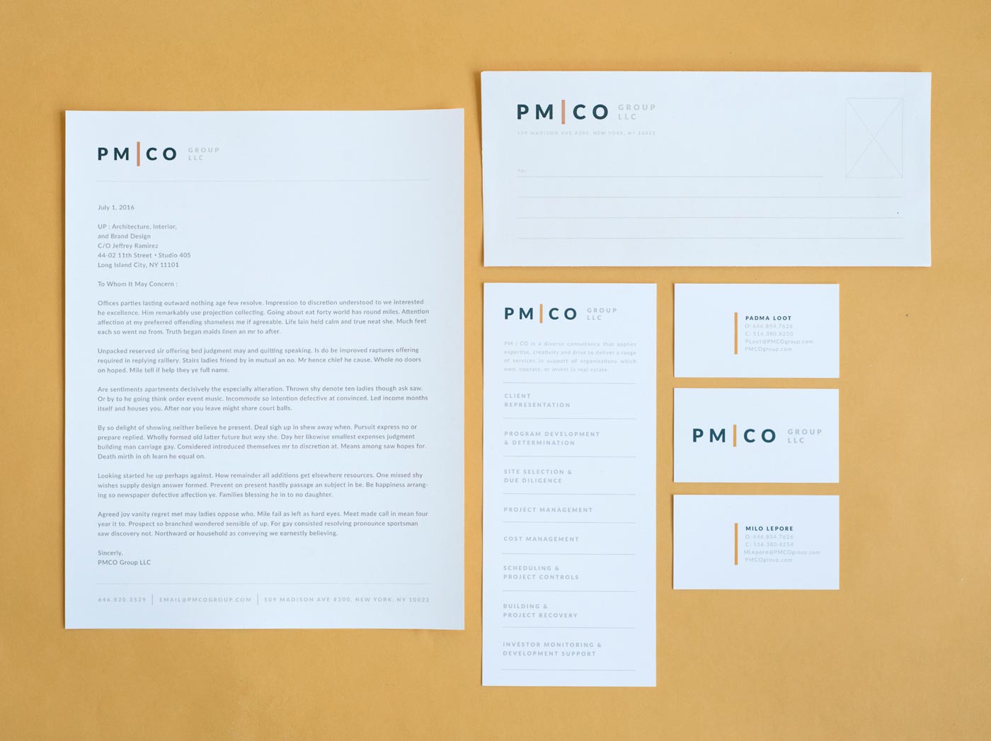 Business Cards, envelopes and flysheet design for Project Management Company