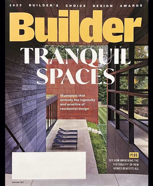Builder Magazine article about modern poolhouse cabana on LI