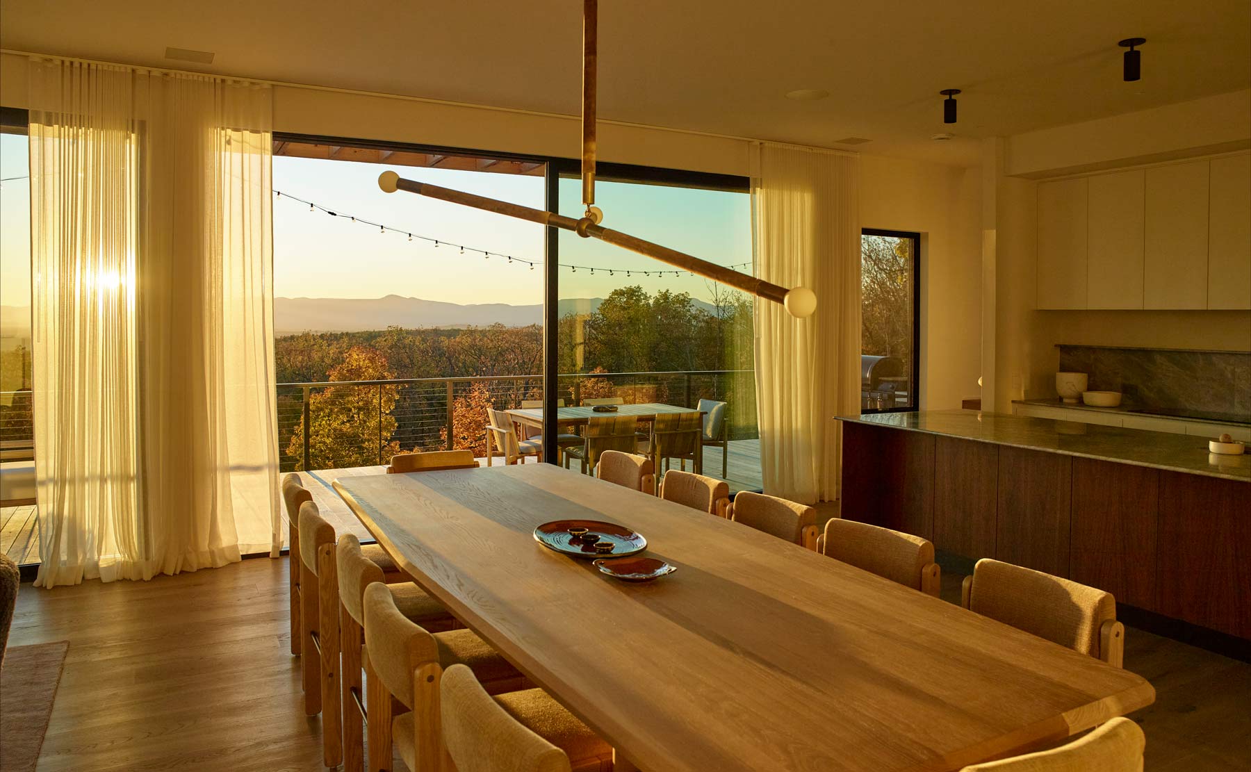 soft neutral interiors in hudson valley modern home dining room