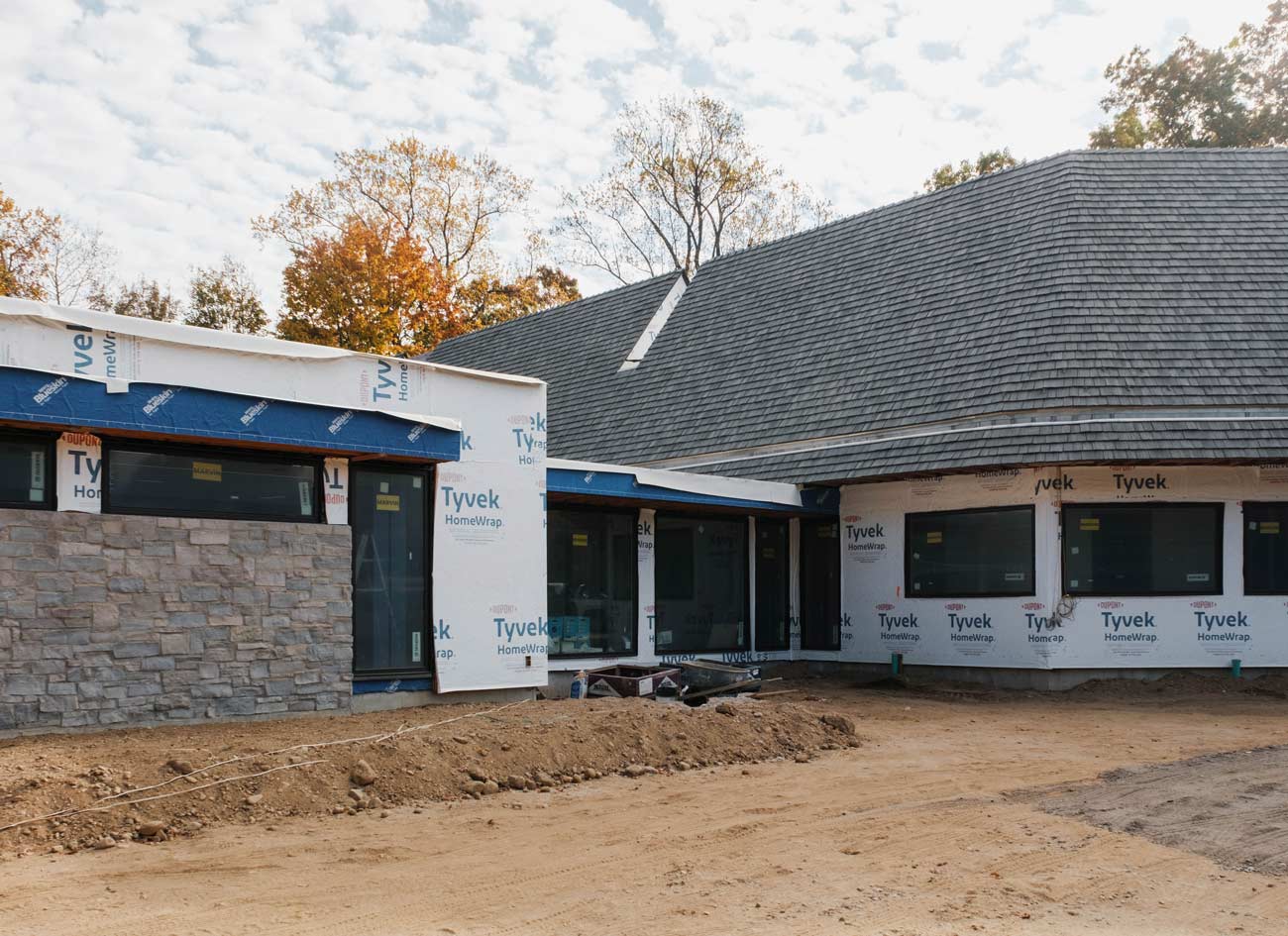 modern shingle style home design under construction in new york